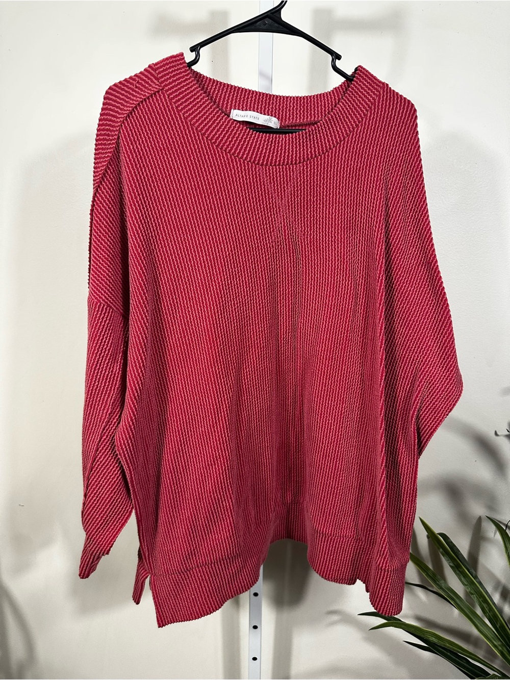 W210. Altar'd State Ribbed Crewneck Sweater in Raspberry - Picture 2 of 7